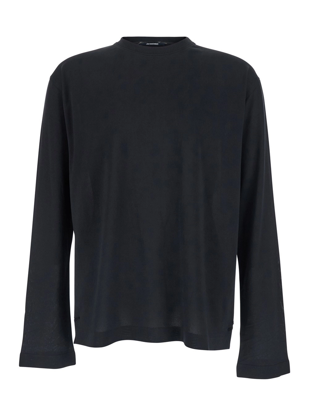 Jacquemus T-Shirt 'Le T-Shirt Rond Carre' Girocollo con Maniche Lunghe in Tessuto Tecnico Nera Uomo