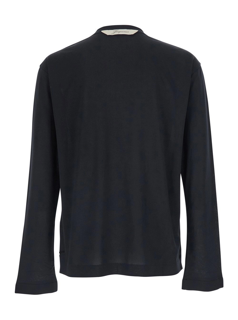 Jacquemus T-Shirt 'Le T-Shirt Rond Carre' Girocollo con Maniche Lunghe in Tessuto Tecnico Nera Uomo, view 2