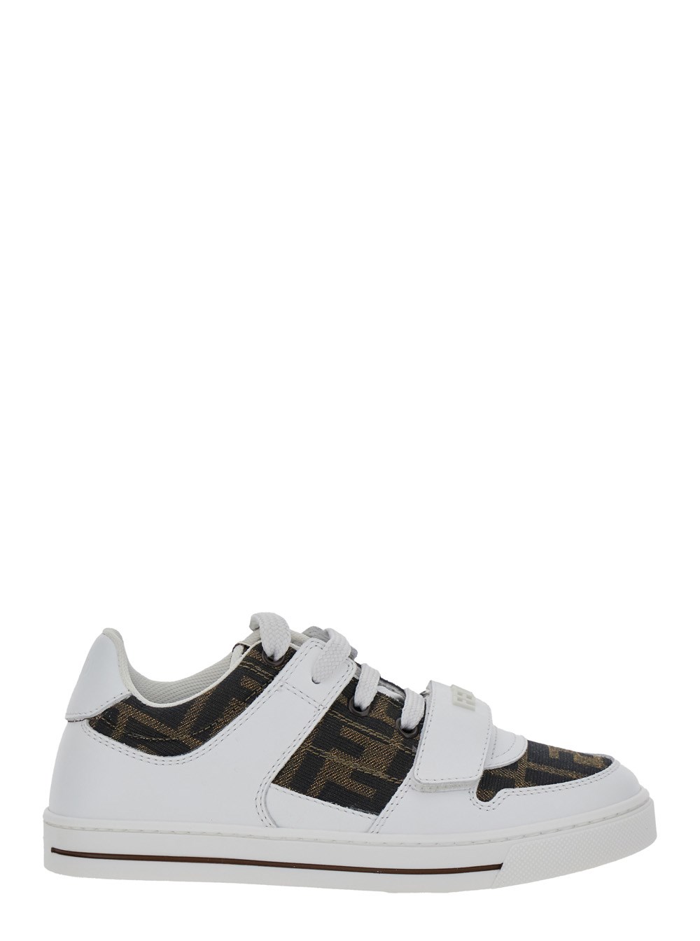 Fendi kids Sneakers con Motivo FF All-Over in Pelle Bianche Bambino