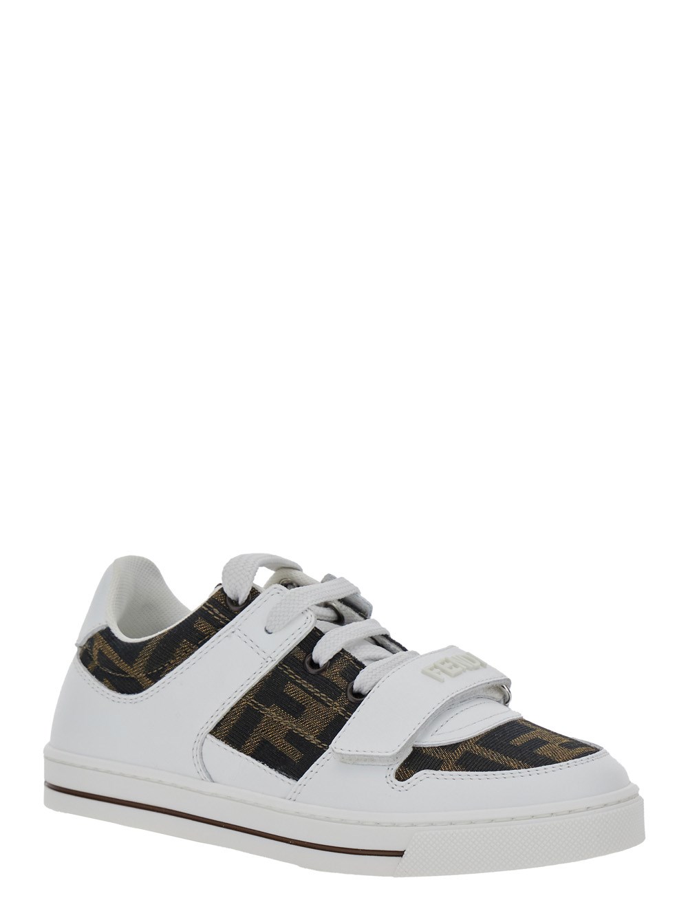 Fendi kids Sneakers con Motivo FF All-Over in Pelle Bianche Bambino, view 2