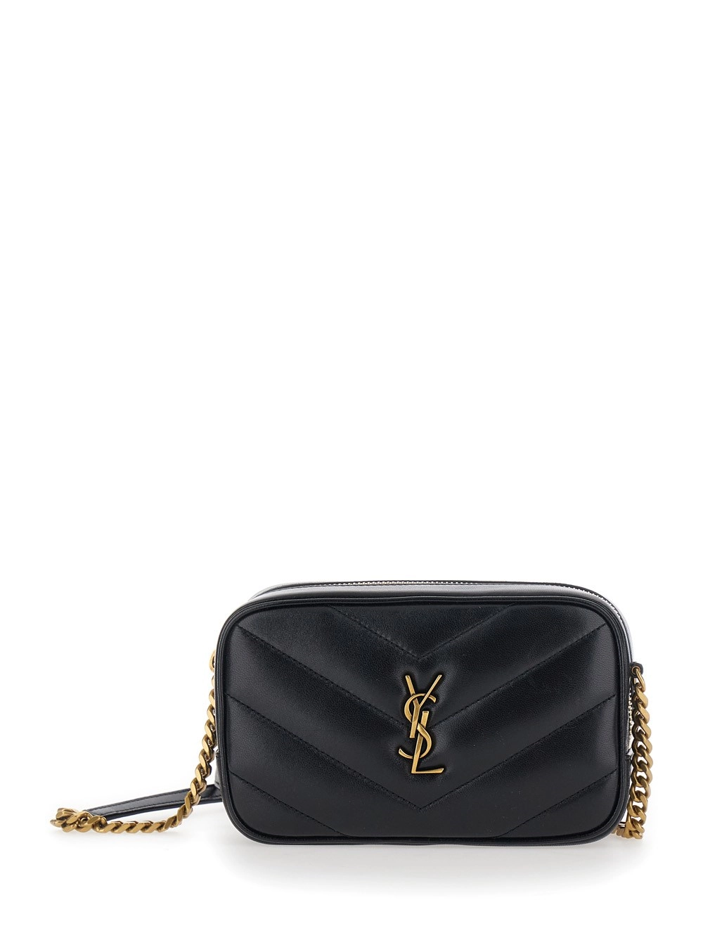 Saint Laurent Borsa a tracolla 'Daytona' con tracolla a catena e placca Cassandre sul fronte in pelle nera donna