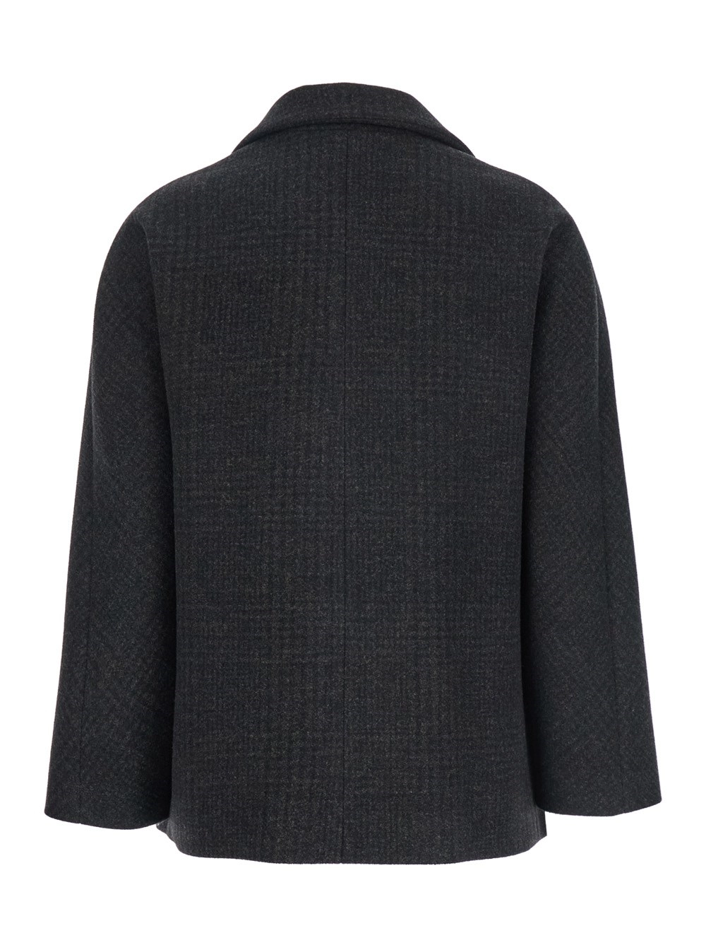 Leplain Giubbotto Doppiopetto con Revers a Lancia con Motivo Check All-Over in Lana Marrone Donna, view 2
