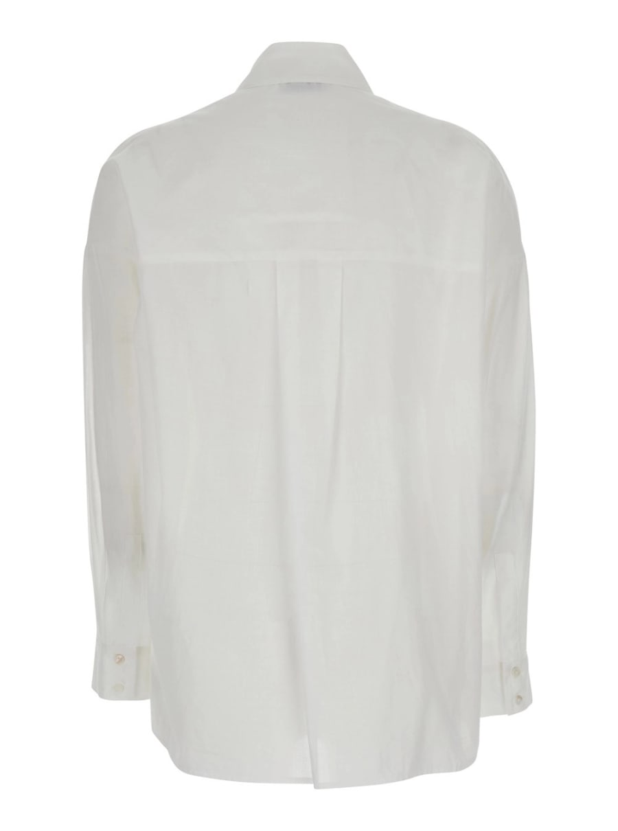 Rame Camicia con colletto classico e decorazione sul fronte in cotone bianca donna, view 2