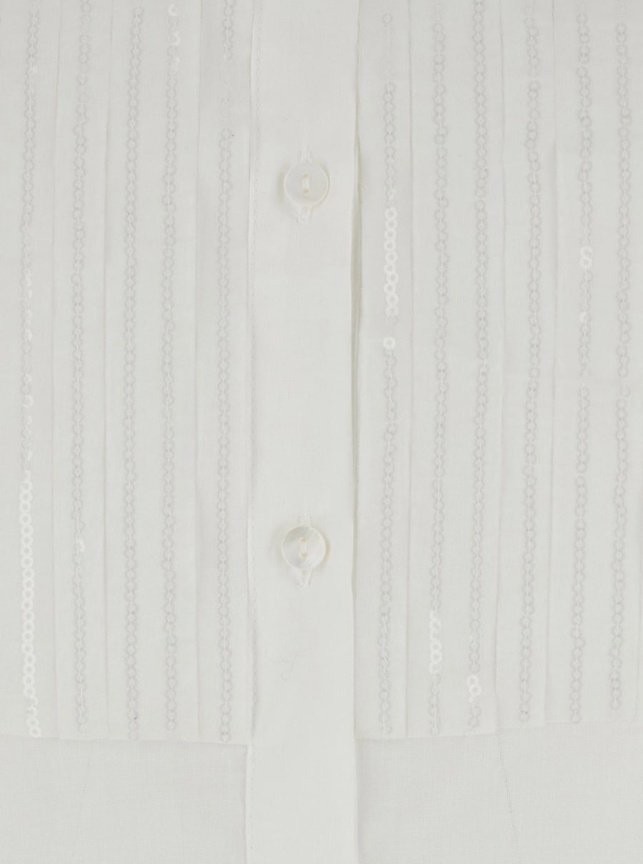 Rame Camicia con colletto classico e decorazione sul fronte in cotone bianca donna, view 3