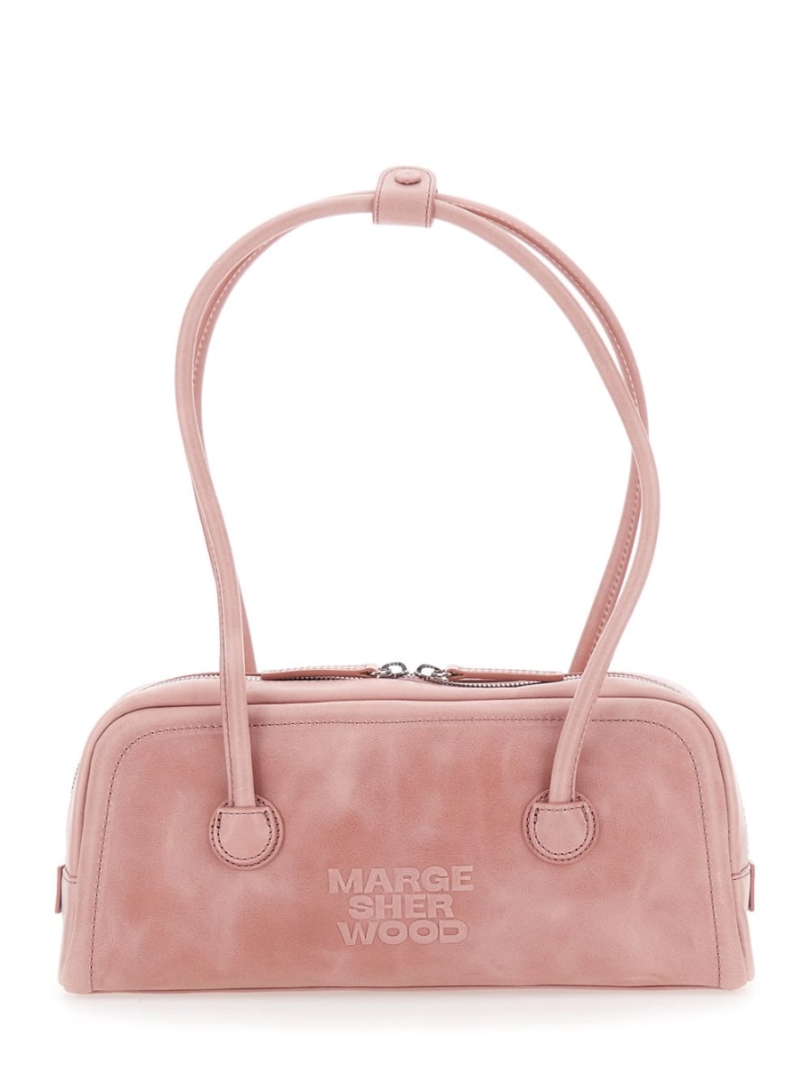 Margesherwood Borsa a Spalla 'Soft Boston Ew' con Due Manici Superiori e Logo Lettering sul Fronte in Pelle rosa Donna