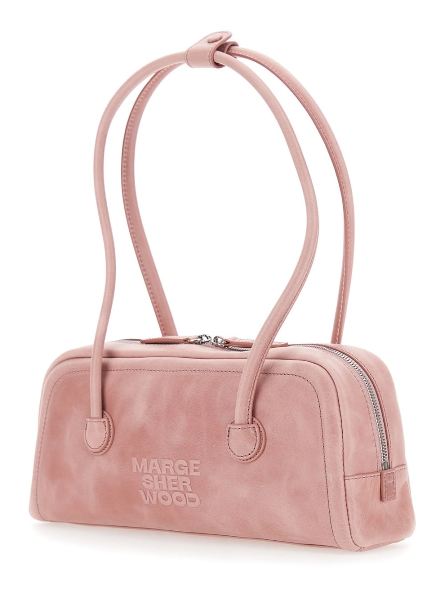 Margesherwood Borsa a Spalla 'Soft Boston Ew' con Due Manici Superiori e Logo Lettering sul Fronte in Pelle rosa Donna, view 2