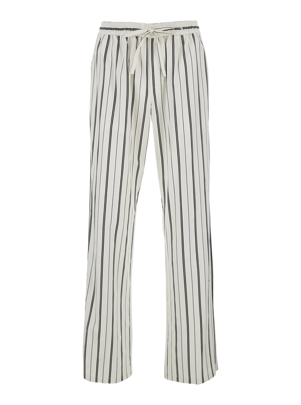 Dolce & Gabbana Pantaloni 'POPELINE A RIGHE' con design a righe verticali in Cotone Bianco/Nero Uomo