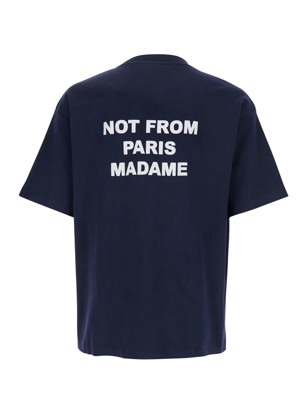 Drôle de monsieur T-Shirt 'Le T-Shirt Slogan' Girocollo con Stampa Slogan su Fronte e Retro in Cotone Blu Uomo, view 2