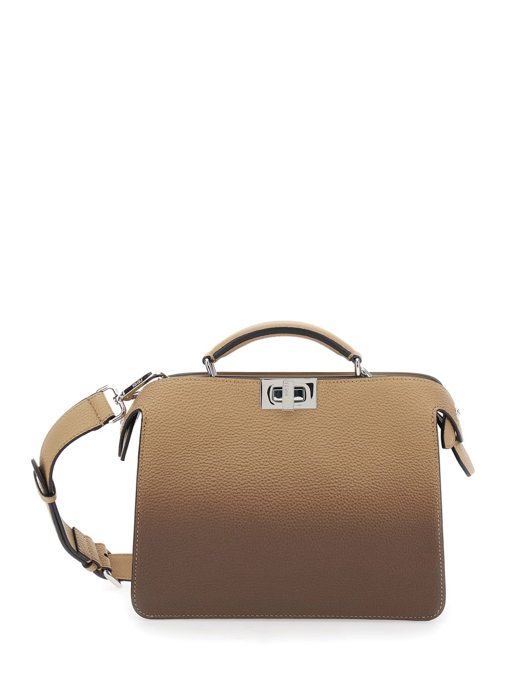 Fendi Borsa a Mano 'ISeeU Piccola' con Tasca Interna Removibile e Effetto Sfumato in Pelle Beige Uomo