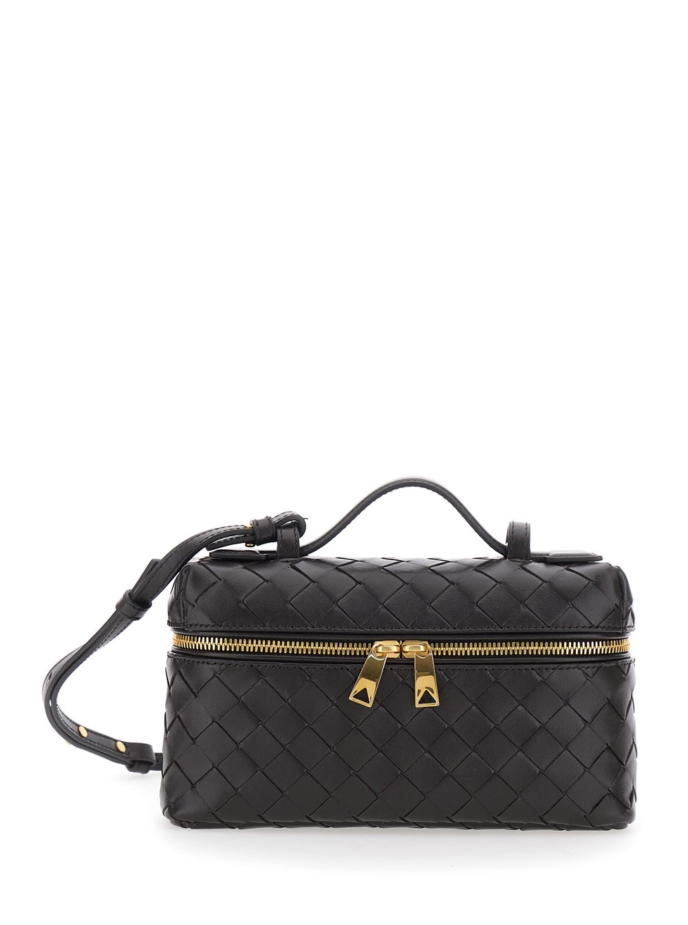 Bottega Veneta Borsa a Tracolla 'Bang Bang' con Tracolla Removibile e Motivo Intrecciato in Pelle Marrone Donna