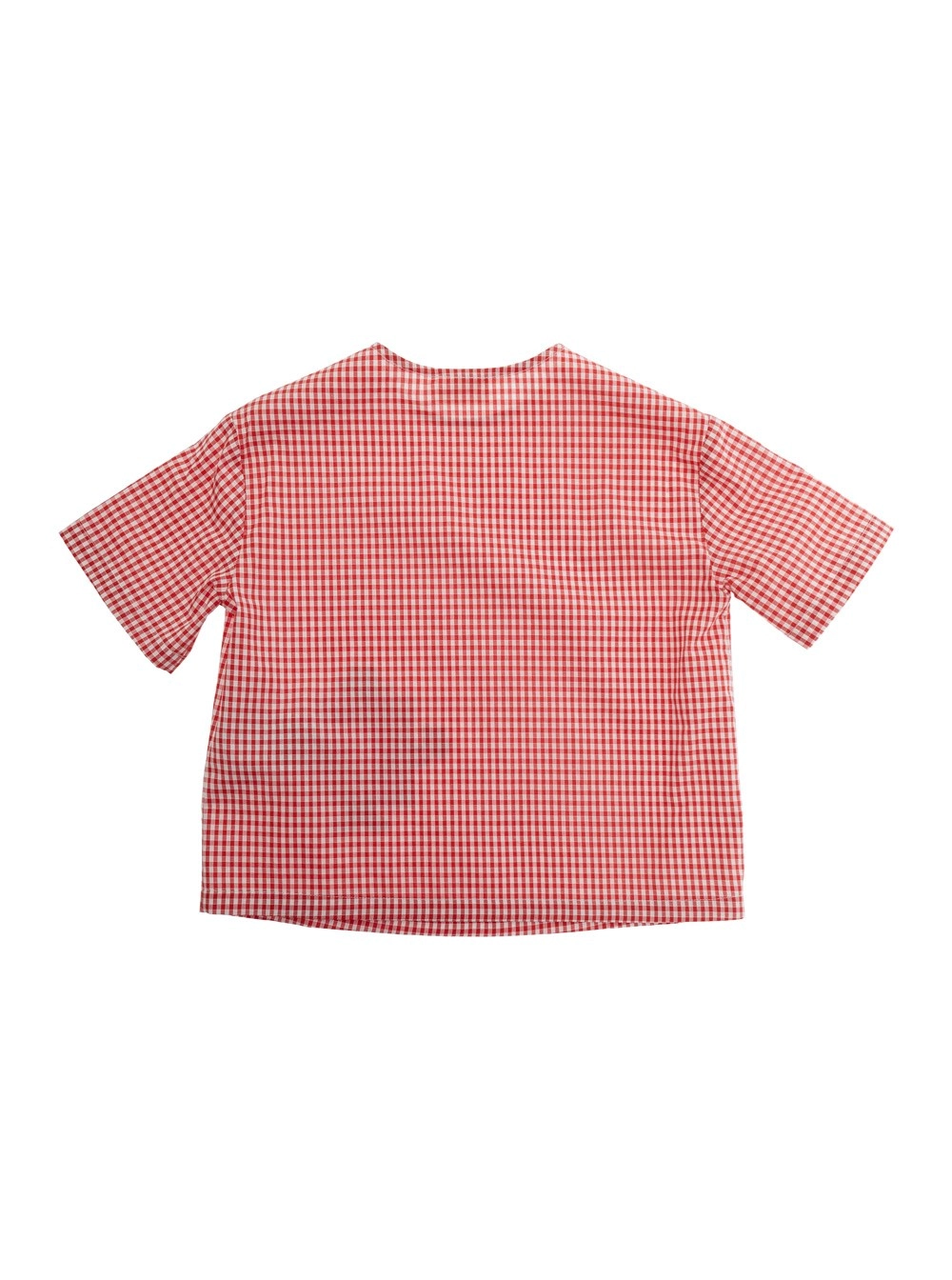 Gucci kids T-shirt con motivo a quadri e patch sul fronte in tessuto rossa baby, view 2