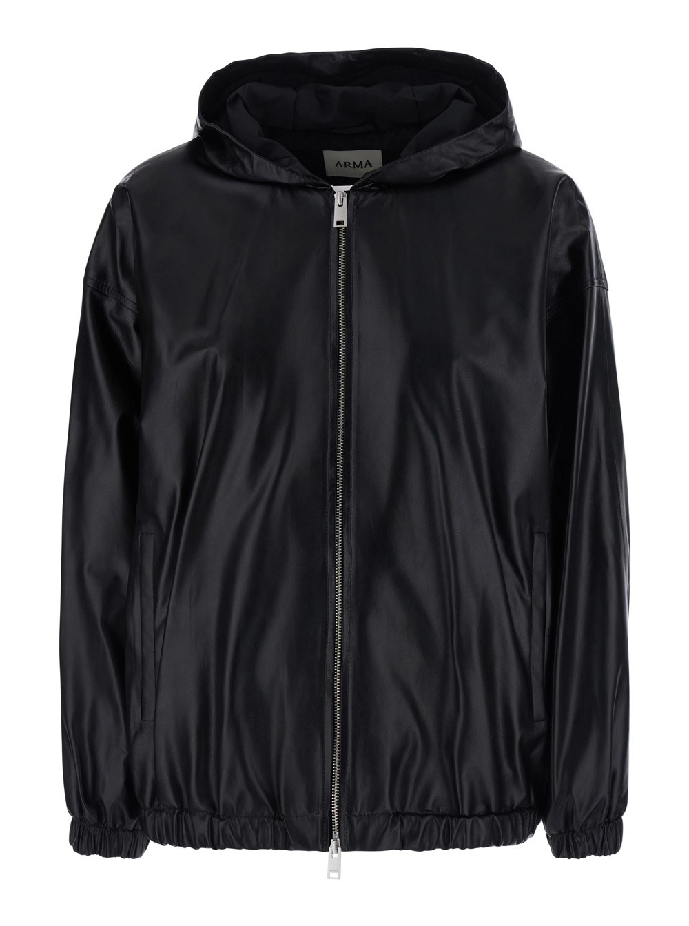 Arma Giubbotto 'Giusy' con chiusura frontale con zip e tasche laterali in pelle nero donna
