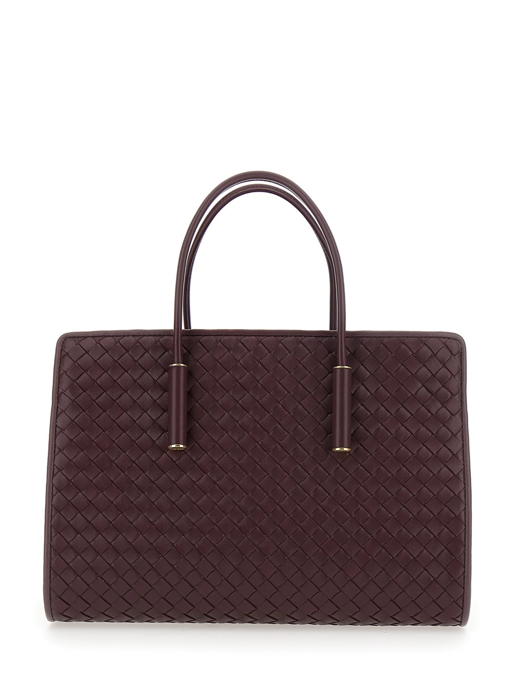 Bottega Veneta Borsa a Spalla 'Barbara' Piccola con Due Manici superiori e Motivo Intrecciato in Pelle Bordeaux Donna