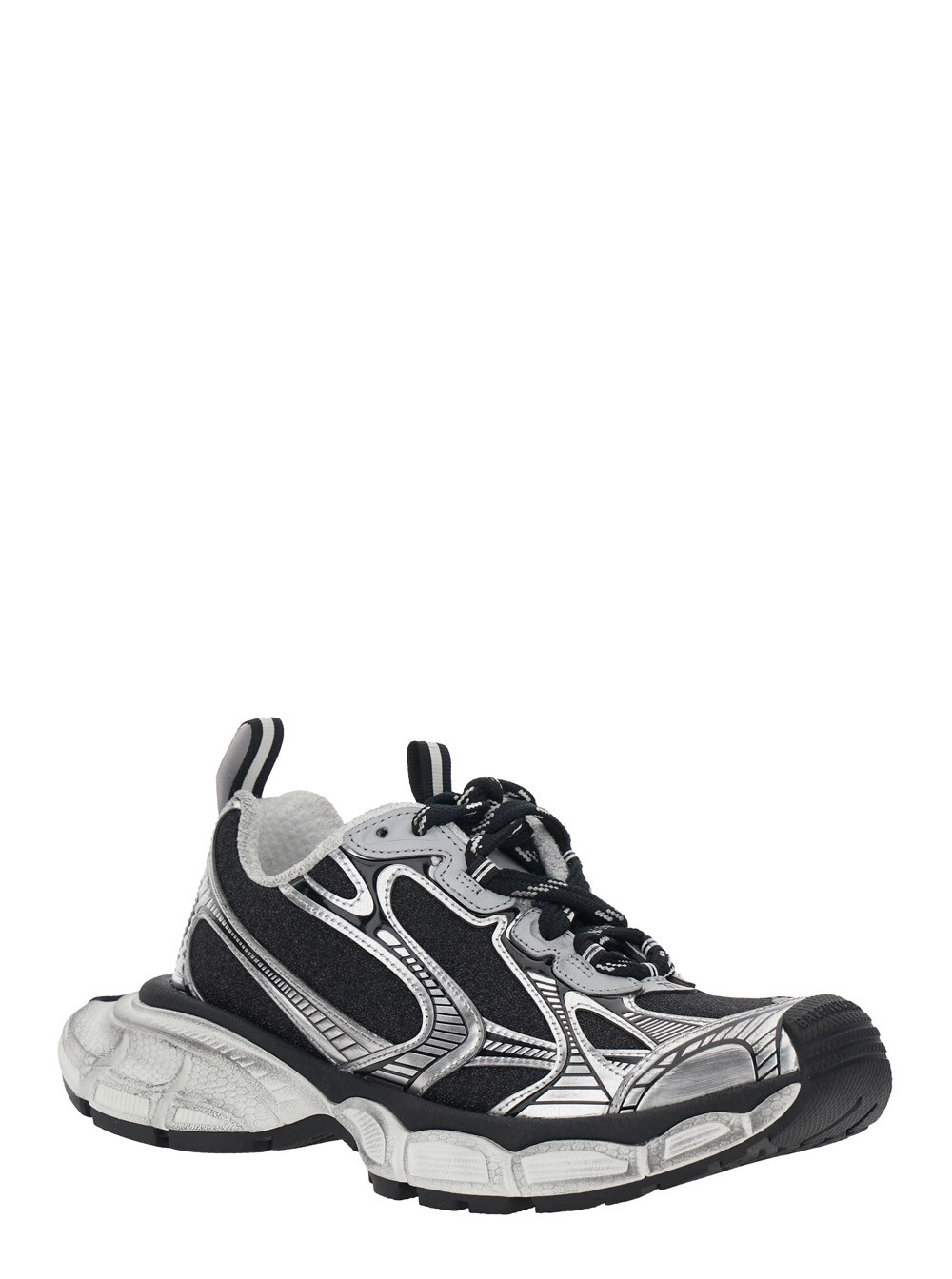 Balenciaga Sneakers '3XL' con Logo sulla Punta in Mix di Tessuto Tecnico Metallizzato Donna, view 2
