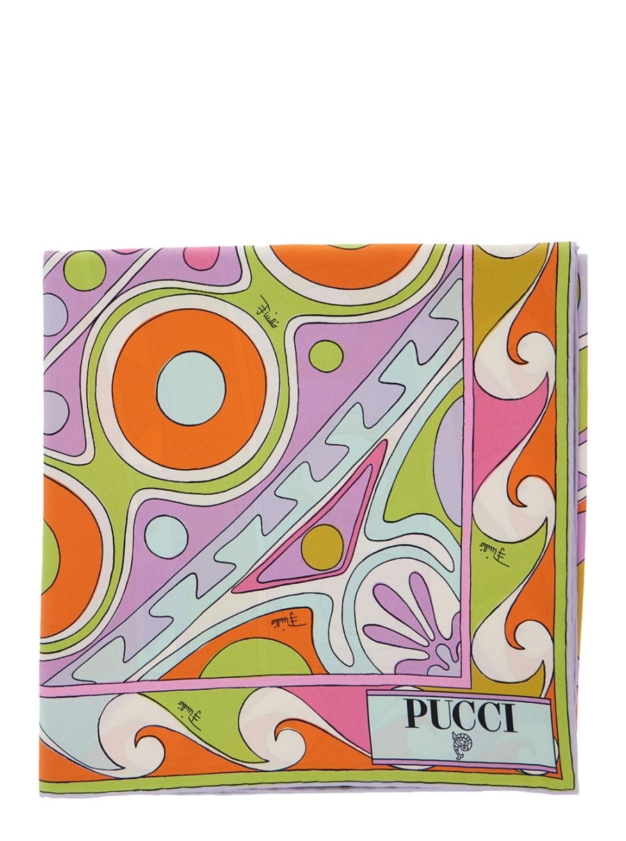 Pucci Foulard quadrato con stampa geometrica all-over in seta multicolor donna