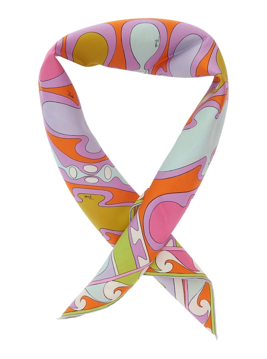 Pucci Foulard quadrato con stampa geometrica all-over in seta multicolor donna, view 2