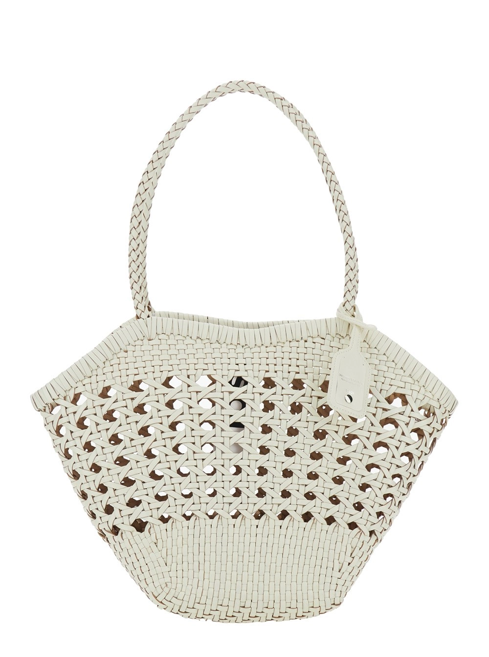 Osoi Borsa a Spalla 'Lip' con Manici Arrotondati e Design Intrecciato in Pelle Bianca Donna