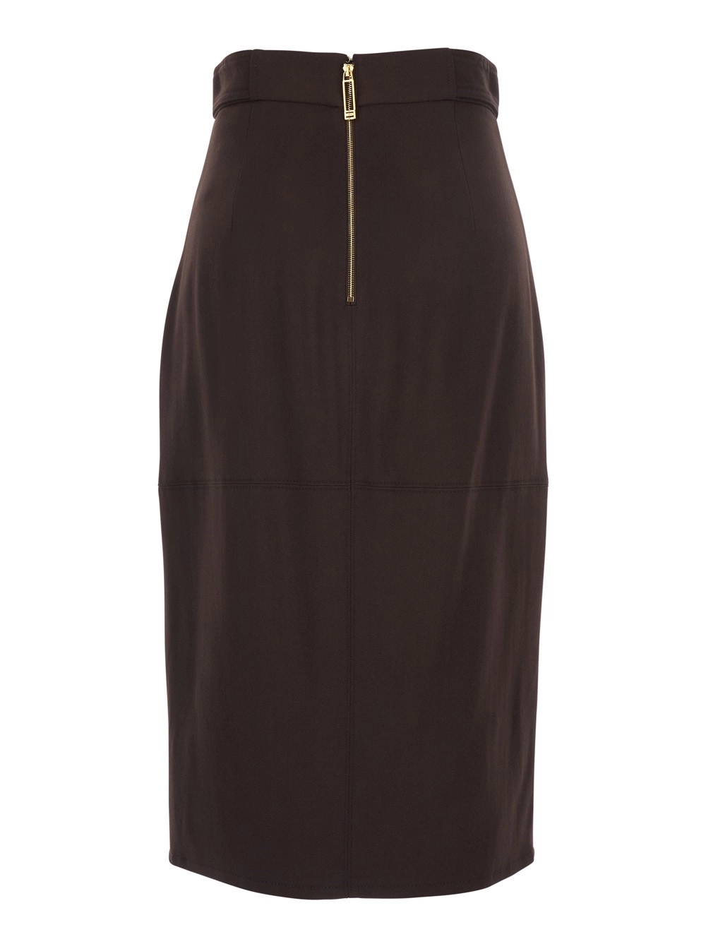 Elisabetta Franchi Gonna 'GO17361E2644' con Cintura con Fiocco sul Fronte e Singolo Spacco sul Fronte in Viscosa Stretch Marrone Donna, view 2