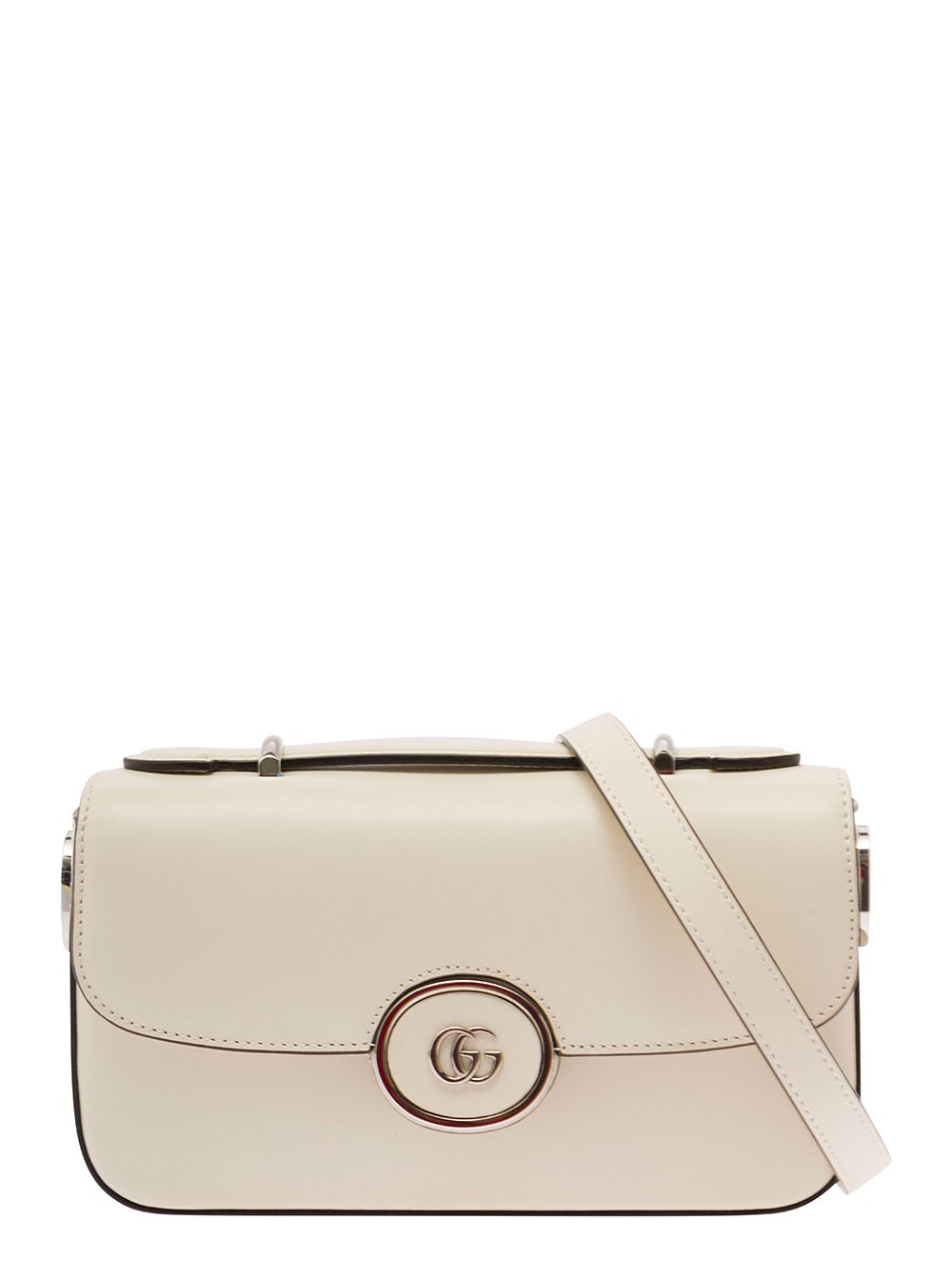 Gucci Mini Borsa a Spalla 'Petite GG' con Dettaglio Doppia G in Pelle Bianca Donna
