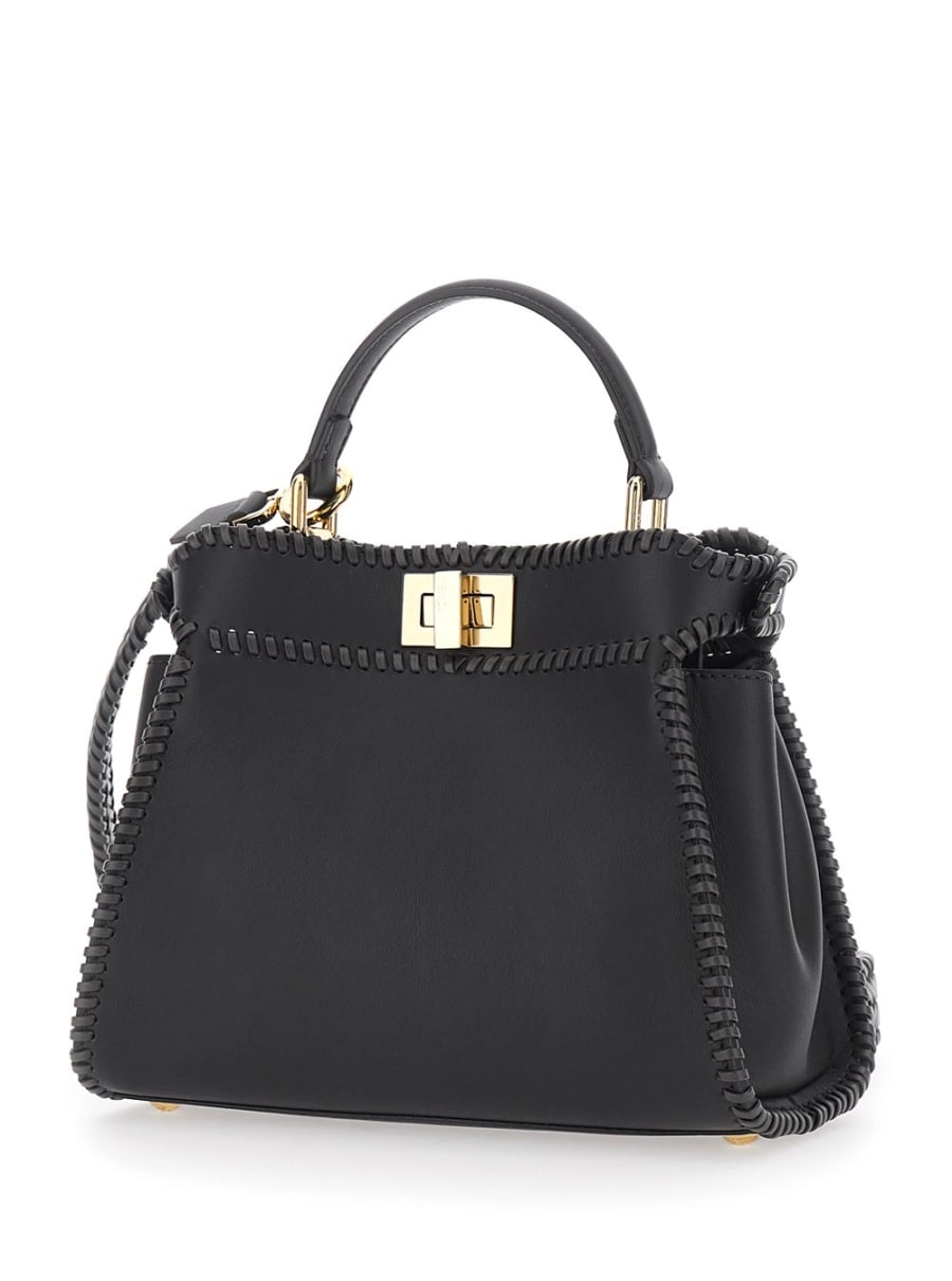 Fendi Borsa a Mano 'Mini Peekaboo' con Chiusura a Girello in Pelle Nera Donna, view 2