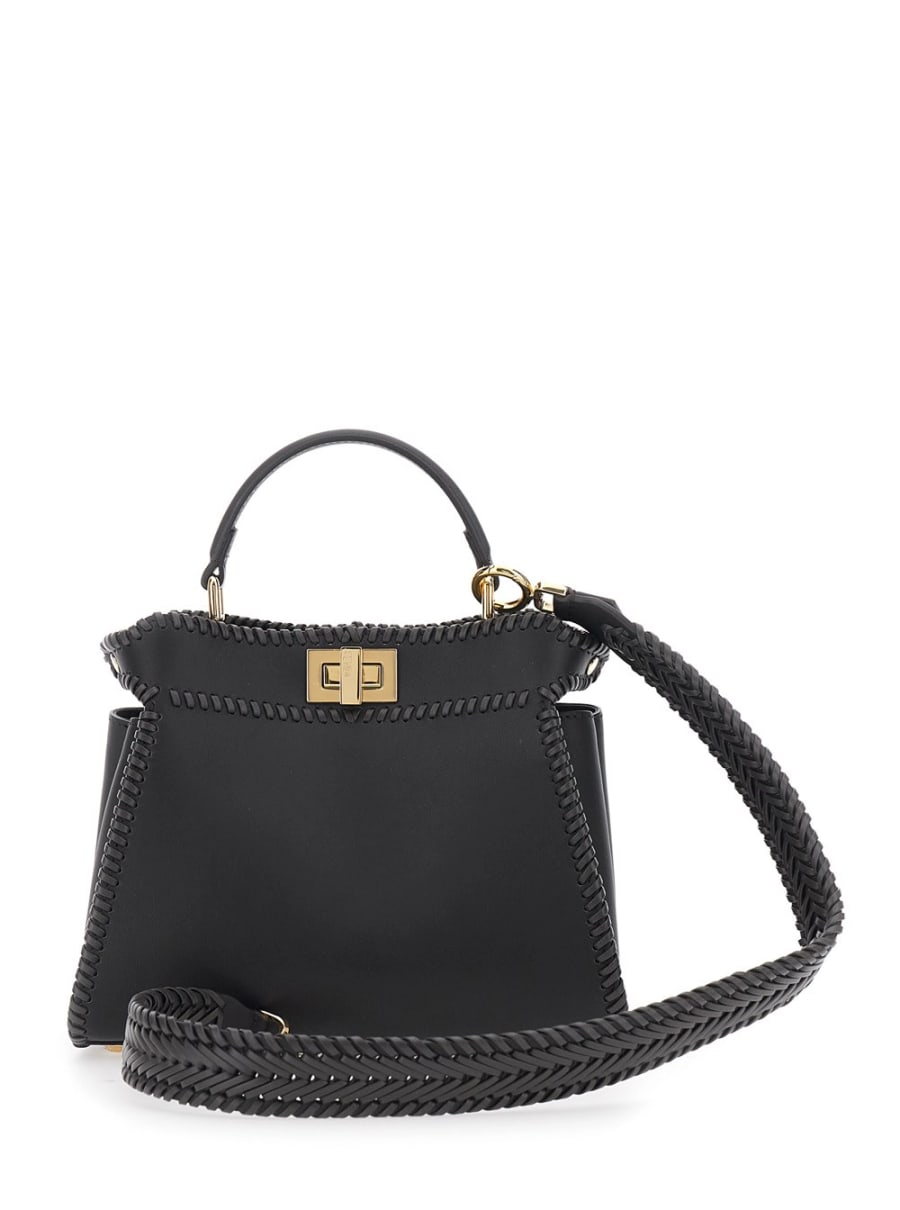 Fendi Borsa a Mano 'Mini Peekaboo' con Chiusura a Girello in Pelle Nera Donna, view 4