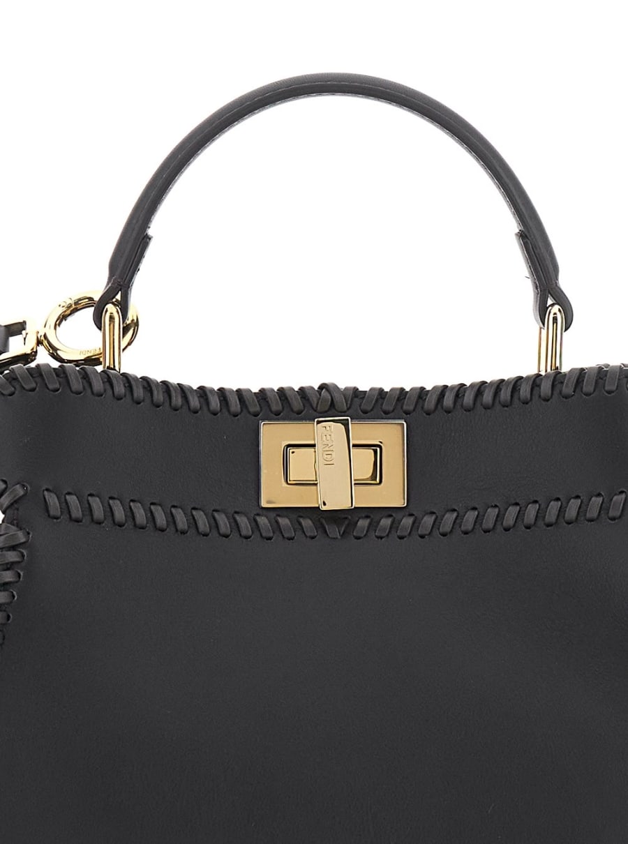 Fendi Borsa a Mano 'Mini Peekaboo' con Chiusura a Girello in Pelle Nera Donna, view 5