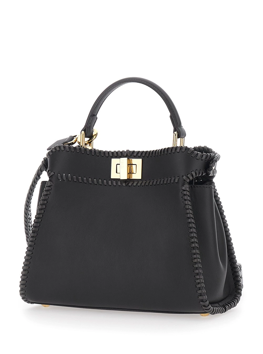 Fendi Borsa a Mano 'Mini Peekaboo' con Chiusura a Girello in Pelle Nera Donna, view 2