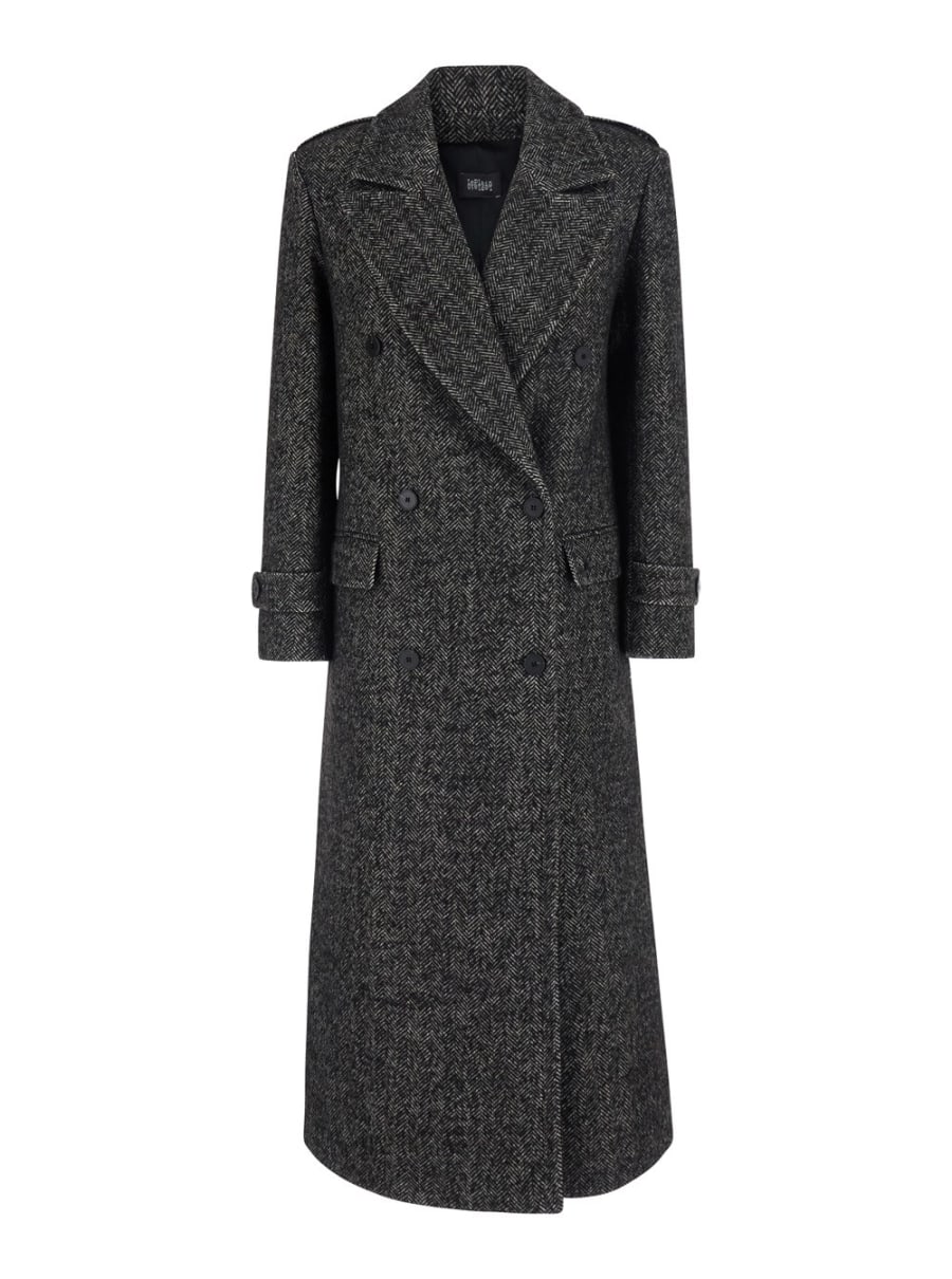 Leplain Cappotto oversize con chiusura doppiopetto in tessuto nero donna