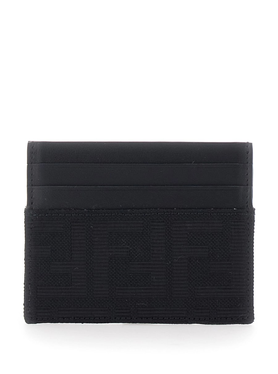 Fendi Portacarte con motivo FF in pelle e tessuto nero uomo