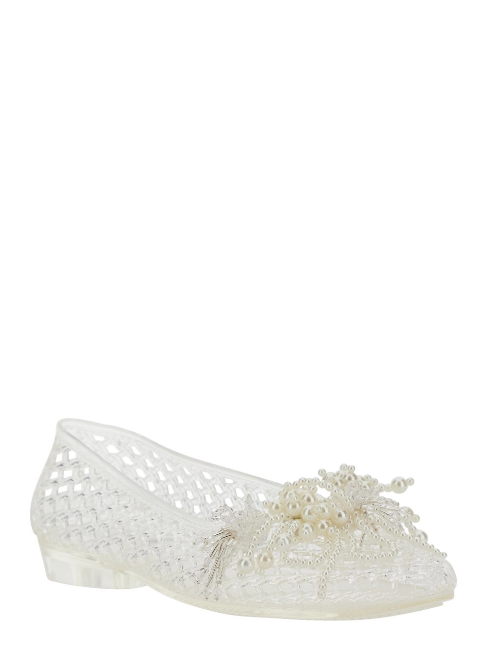 Heavenly jelly Ballerine 'Muse' con Dettagli con Perline in Tessuto Tecnico Bianche Donna, view 2