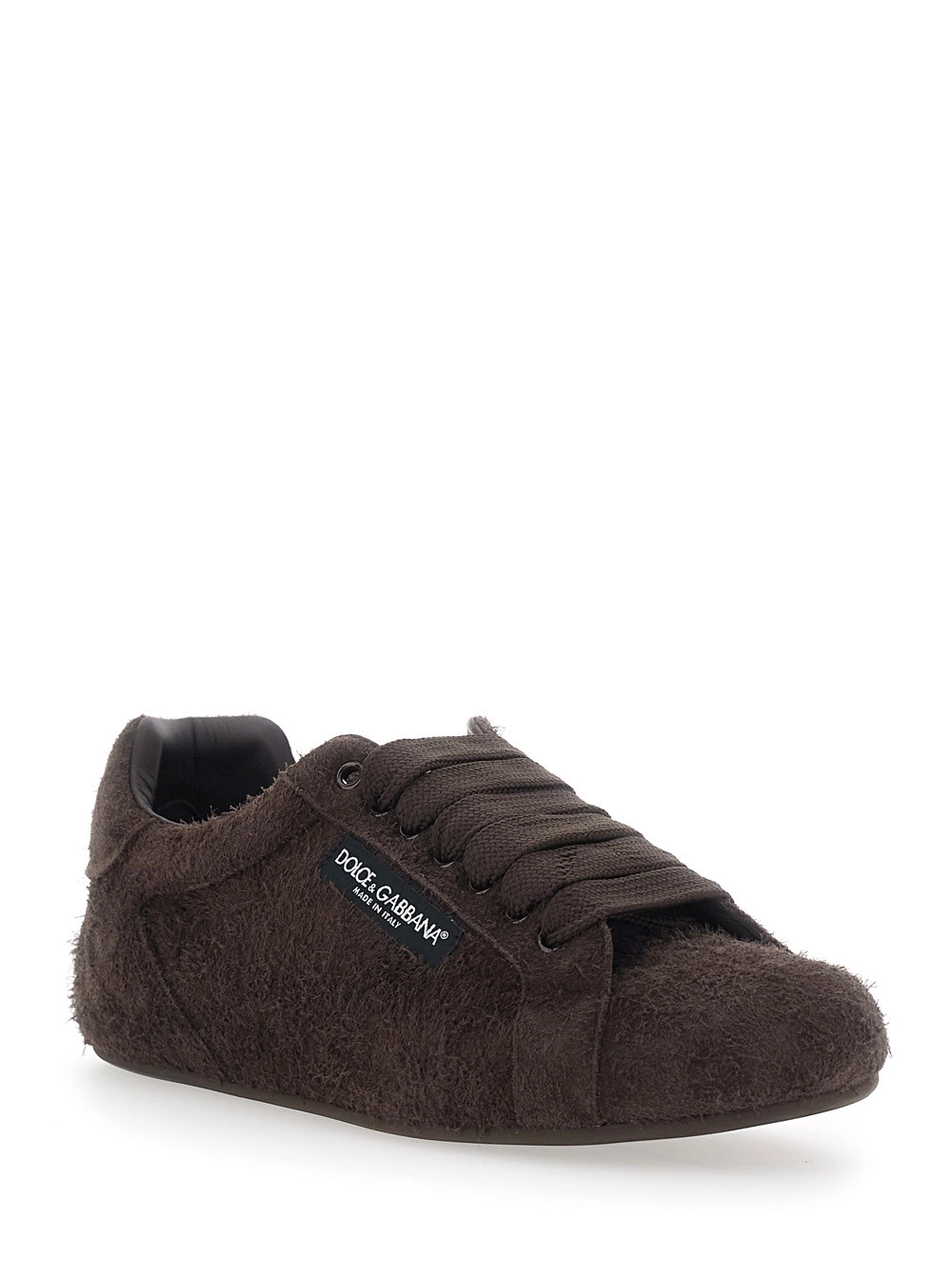 Dolce & Gabbana Sneakers 'Portofino' con patch logo sul lato e logo sulla linguetta in pelle scamosciata marroni uomo, view 2