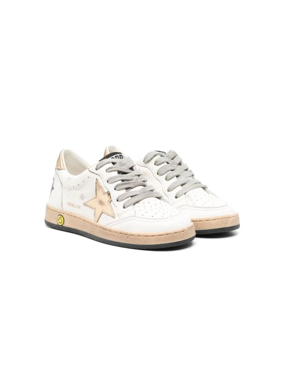 Golden goose kids Sneaker 'Ballstar' Low Top con Patch Stella sul Lato e Maxi Lettering sul Retro in Pelle Bianche Bambino