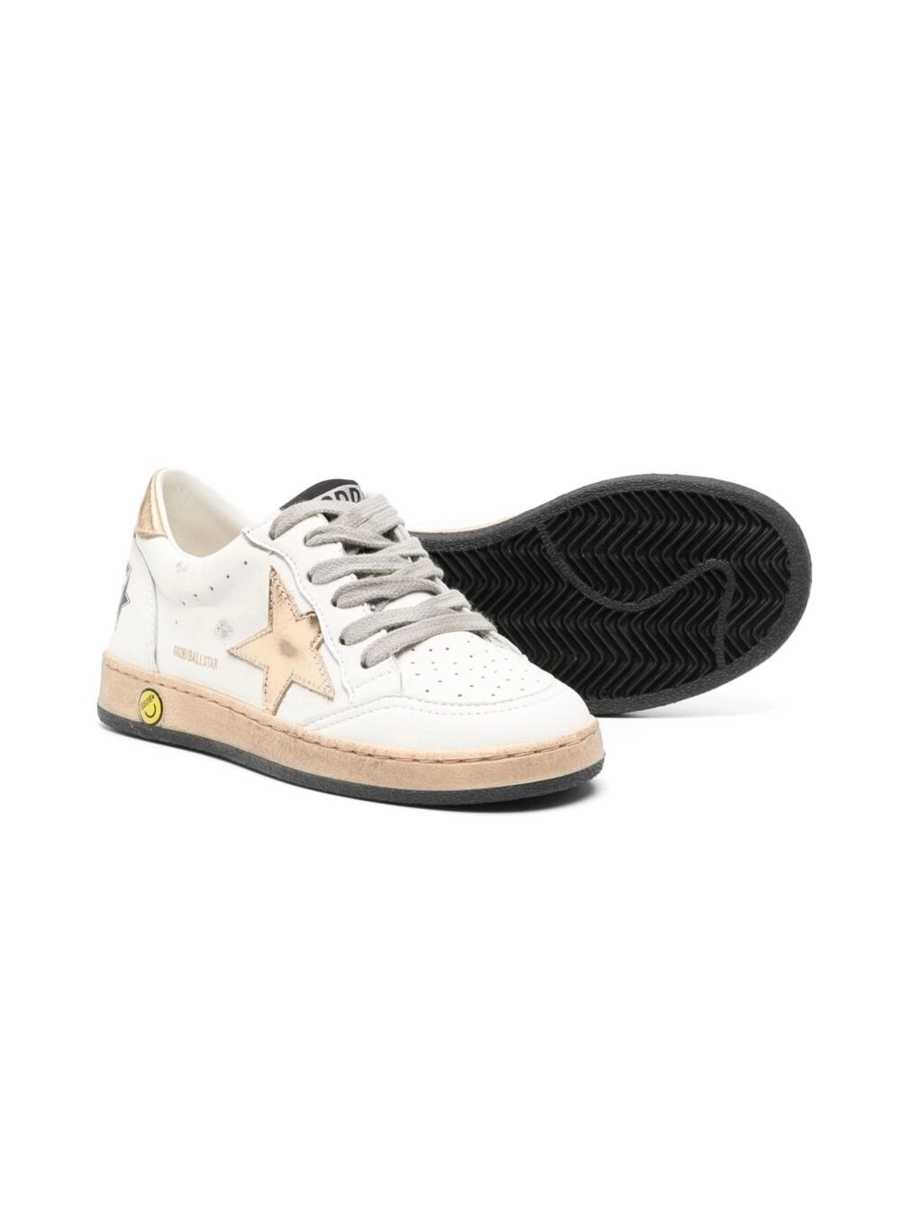 Golden goose kids Sneaker 'Ballstar' Low Top con Patch Stella sul Lato e Maxi Lettering sul Retro in Pelle Bianche Bambino, view 2