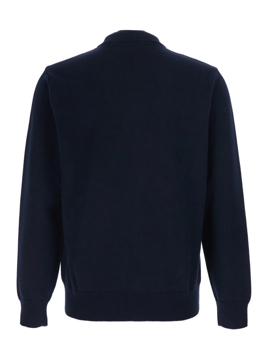 Emporio Armani Maglia con chiusura con mezza zip sul fronte e ricamo logo sul fronte in cotone blu uomo, view 2