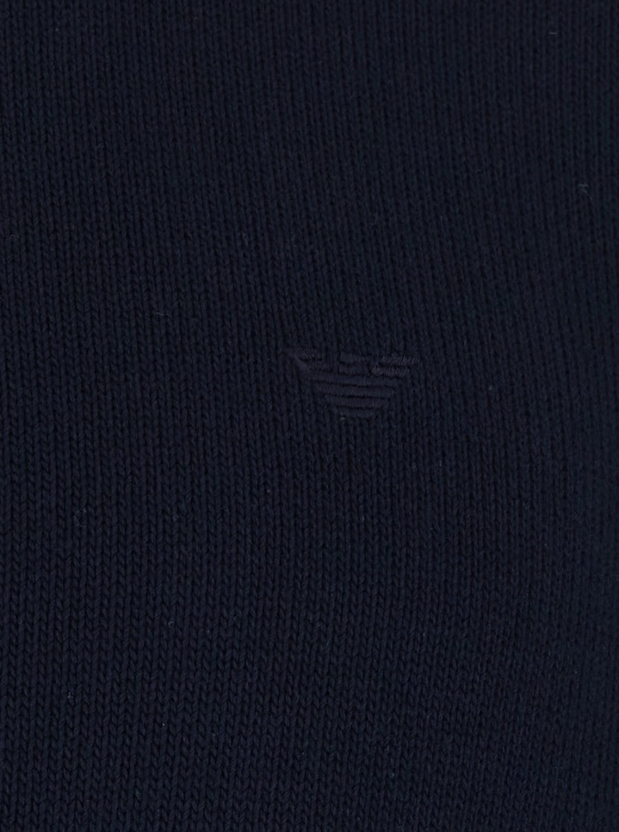Emporio Armani Maglia con chiusura con mezza zip sul fronte e ricamo logo sul fronte in cotone blu uomo, view 3