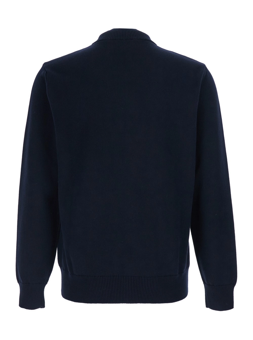 Emporio Armani Maglia con chiusura con mezza zip sul fronte e ricamo logo sul fronte in cotone blu uomo, view 2