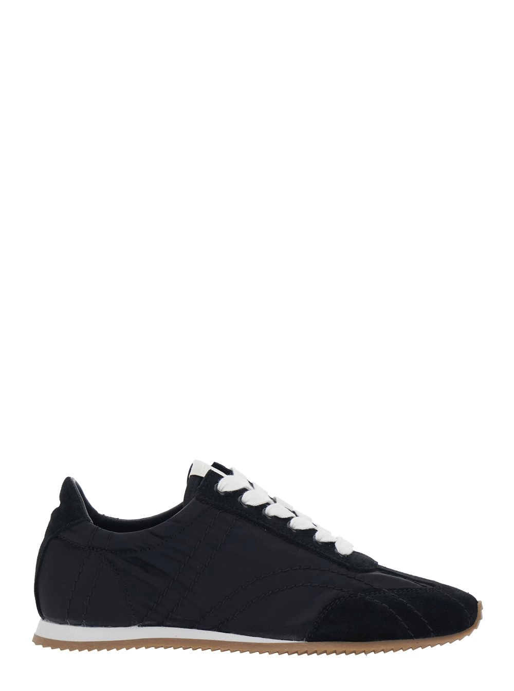 Toteme Sneakers 'Flex' Low Top con Chiusura con Lacci a Contrasto in Pelle Scamosciata Nere Donna