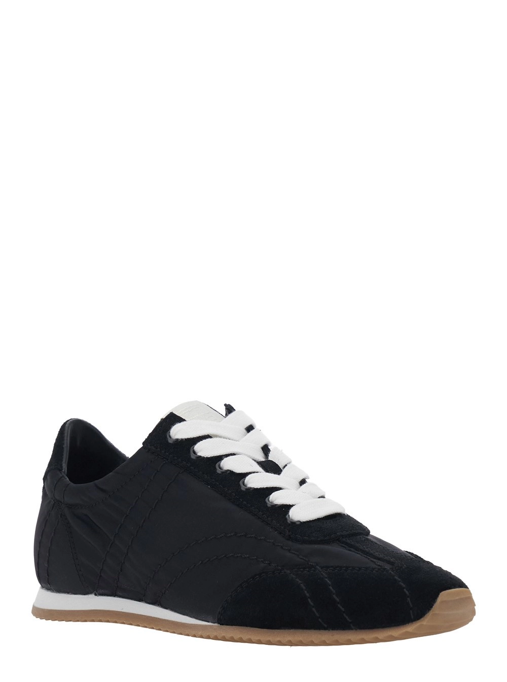 Toteme Sneakers 'Flex' Low Top con Chiusura con Lacci a Contrasto in Pelle Scamosciata Nere Donna, view 2