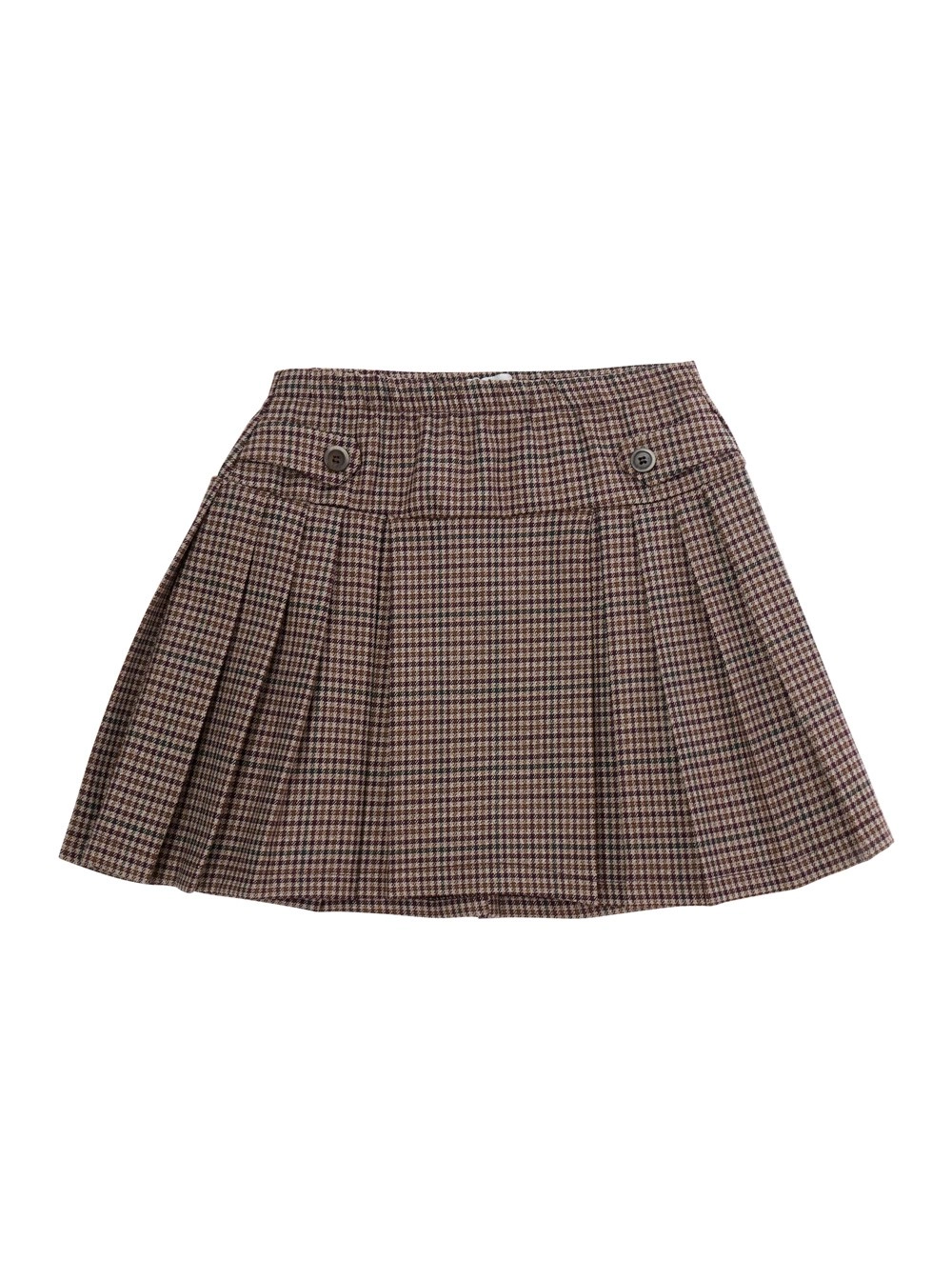 Nanan kids KILT IN PIED DE POULE con tessuto in poliestere e viscosa marrone bambina