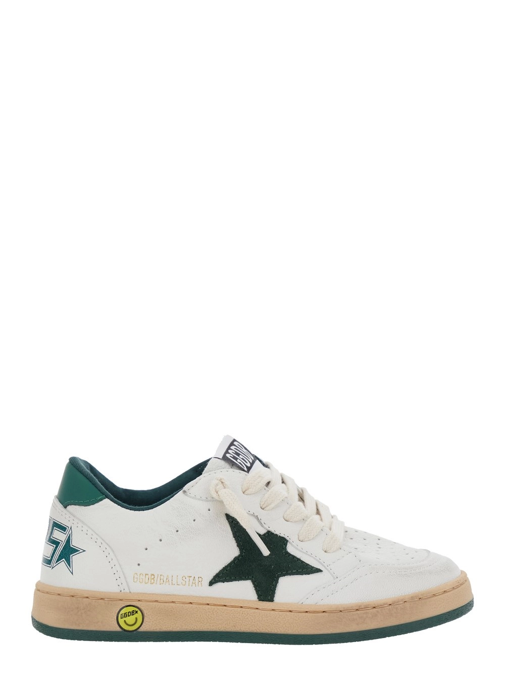 Golden goose kids Sneaker 'Ballstar' Low Top con Patch Stella sul Lato e Maxi Lettering sul Retro in Pelle Bianche Bambino