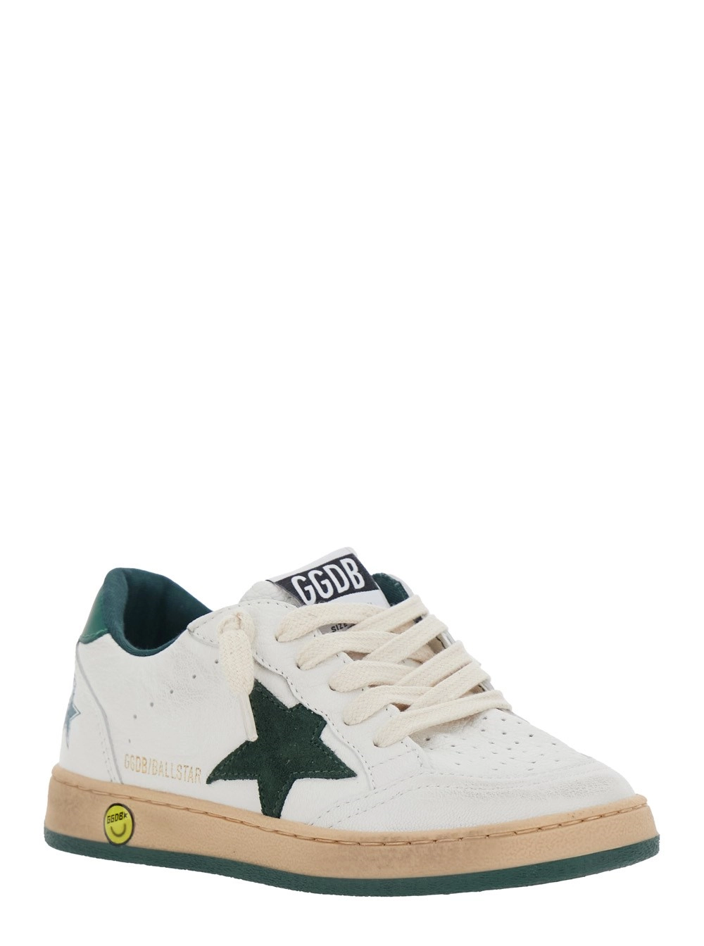 Golden goose kids Sneaker 'Ballstar' Low Top con Patch Stella sul Lato e Maxi Lettering sul Retro in Pelle Bianche Bambino, view 2