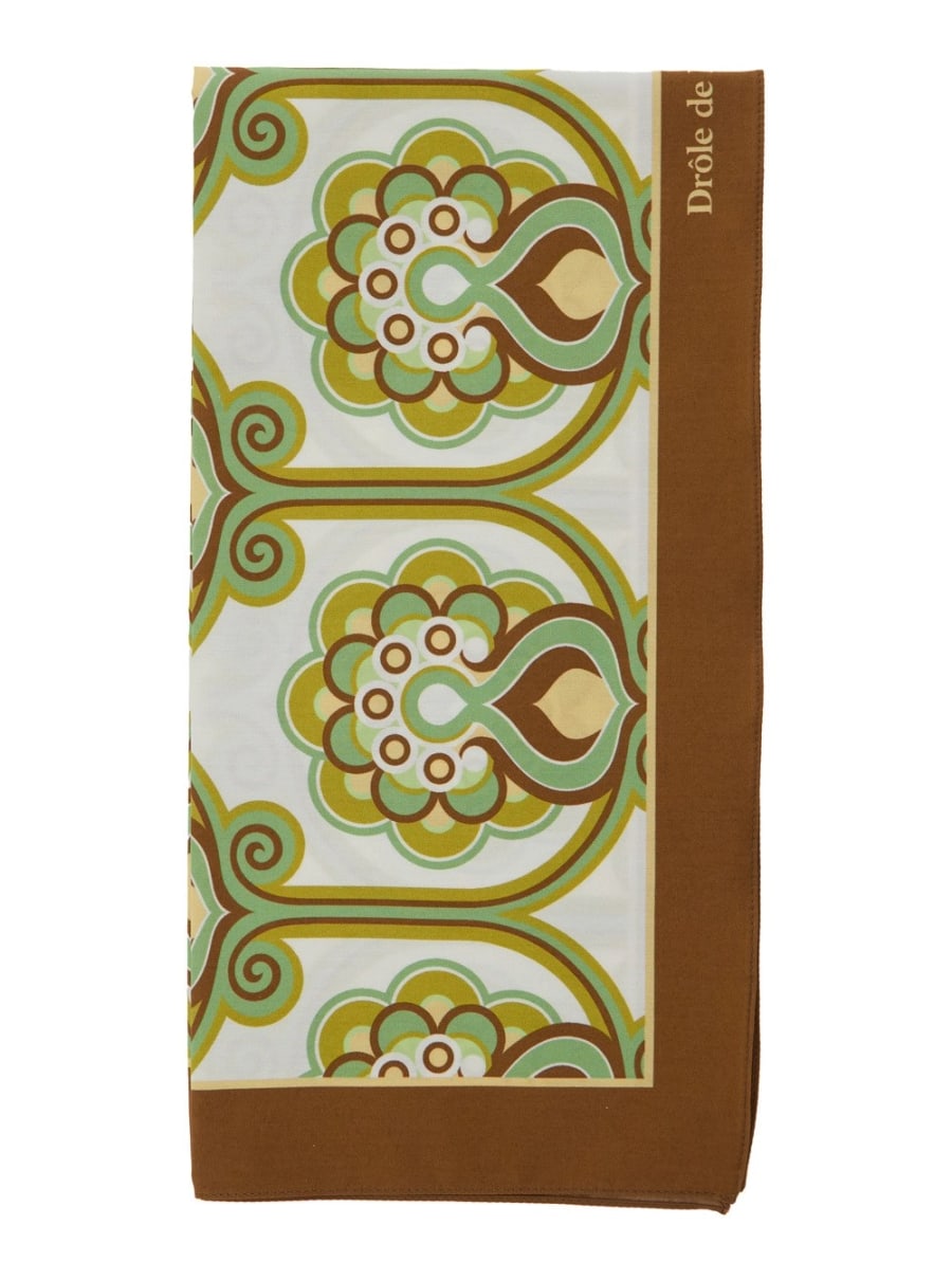 Drôle de monsieur Foulard 'Tapisserie Florale' con Stampa Floreale in Cotone Verde Uomo