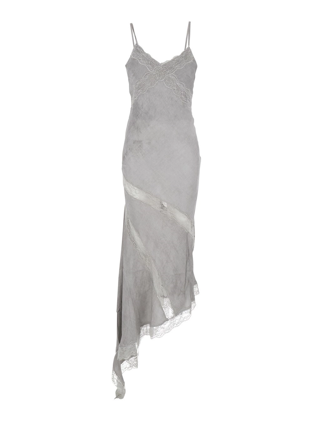 The andamane Abito Lungo 'Rosetta' con Spalline Sottili e Design Asimmetrico in Tessuto Grigio Donna