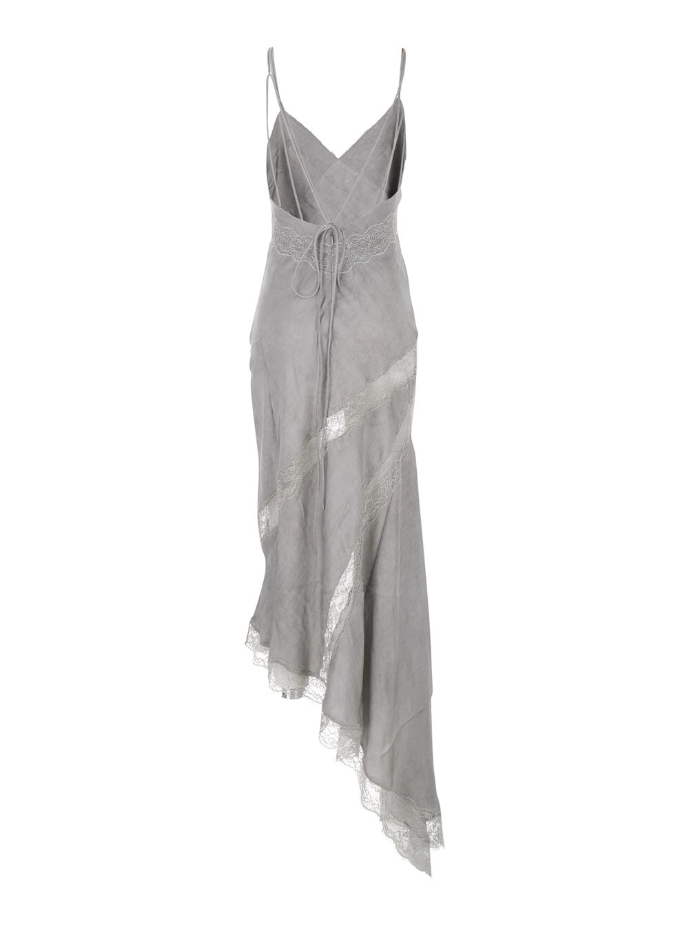 The andamane Abito Lungo 'Rosetta' con Spalline Sottili e Design Asimmetrico in Tessuto Grigio Donna, view 2