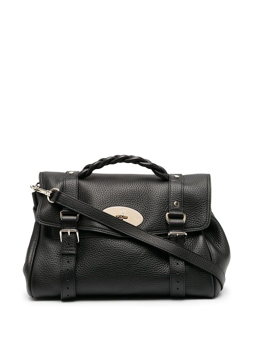 Mulberry Borsa a Mano 'Alexa' con Tracolla Regolabile e Removibile e Chiusura Magnetica in Pelle Martellata Nera Donna