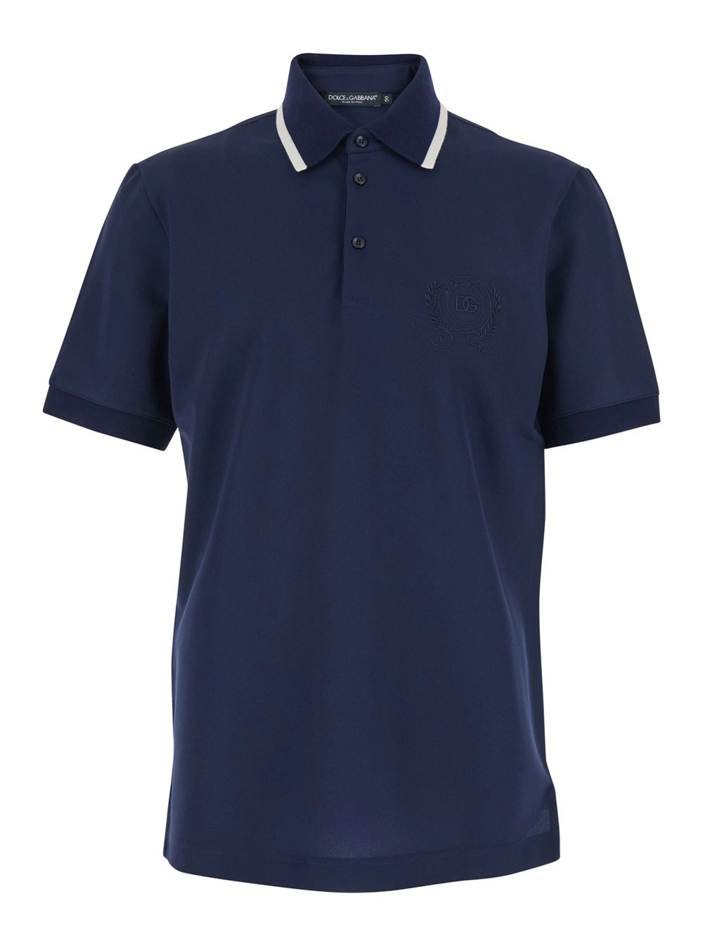 Dolce & Gabbana Polo  con Logo sul Fronte in Tessuto Tecnico Blu Uomo