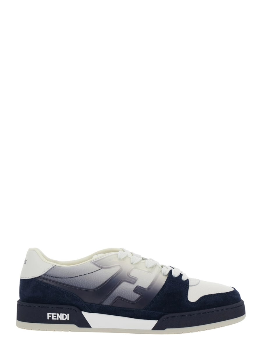 Fendi Sneaker Low Top 'Fendi Match' con Logo FF Laterale e Effetto Delavé in Suede Blu Uomo