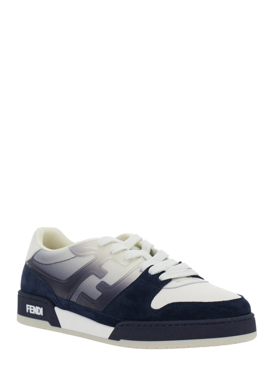 Fendi Sneaker Low Top 'Fendi Match' con Logo FF Laterale e Effetto Delavé in Suede Blu Uomo, view 2