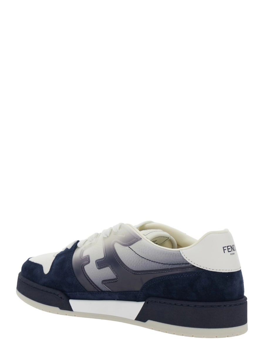 Fendi Sneaker Low Top 'Fendi Match' con Logo FF Laterale e Effetto Delavé in Suede Blu Uomo, view 3