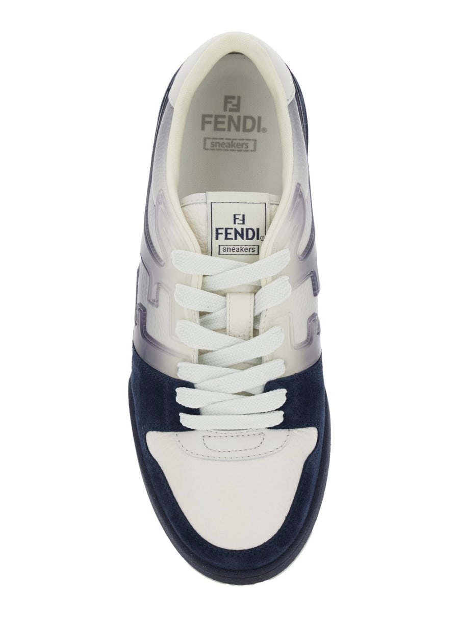 Fendi Sneaker Low Top 'Fendi Match' con Logo FF Laterale e Effetto Delavé in Suede Blu Uomo, view 4